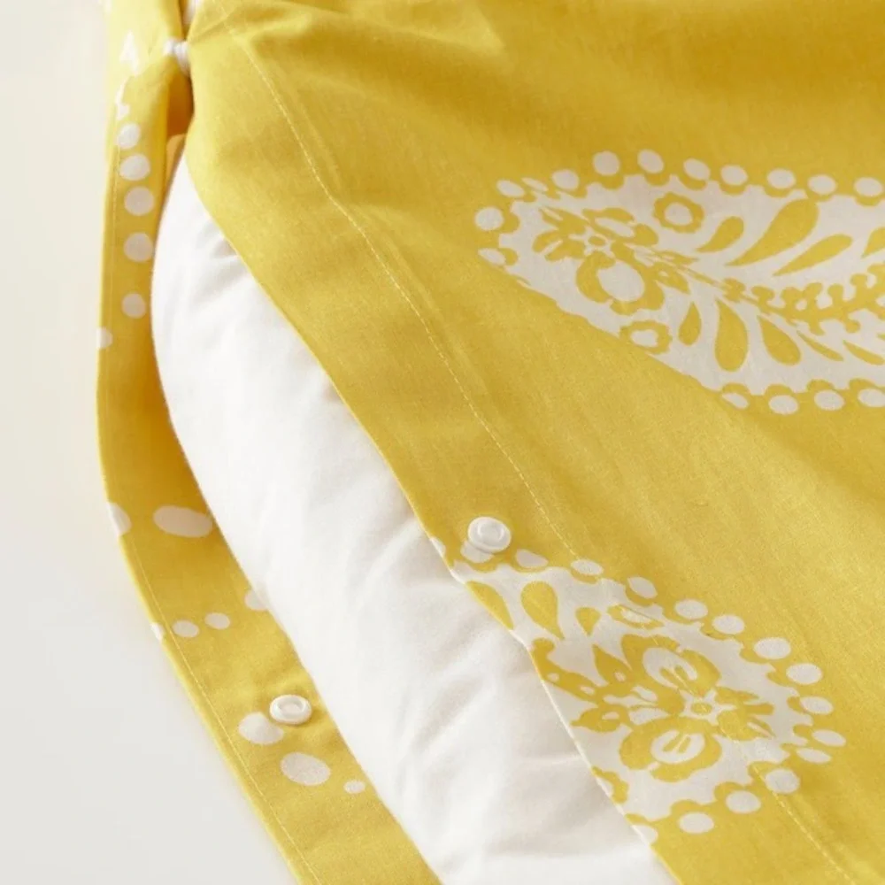 IKEA AROMATISK Twin Duvet Cover + Pillowcase Yellow Paisley 100% Cotton New